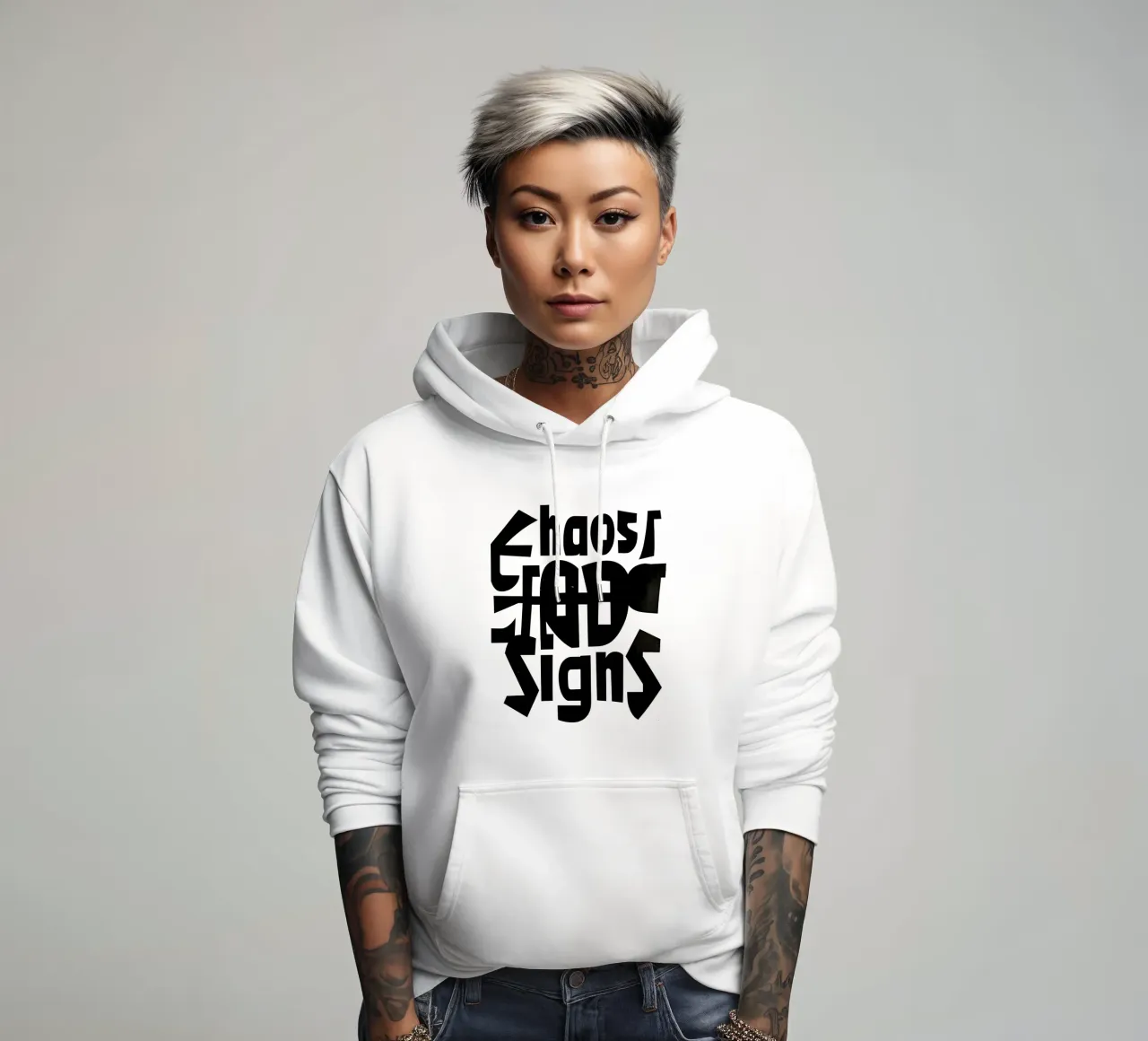 Chaos & Signs | Typographic Artwork felpa con cappuccio da Autofocus