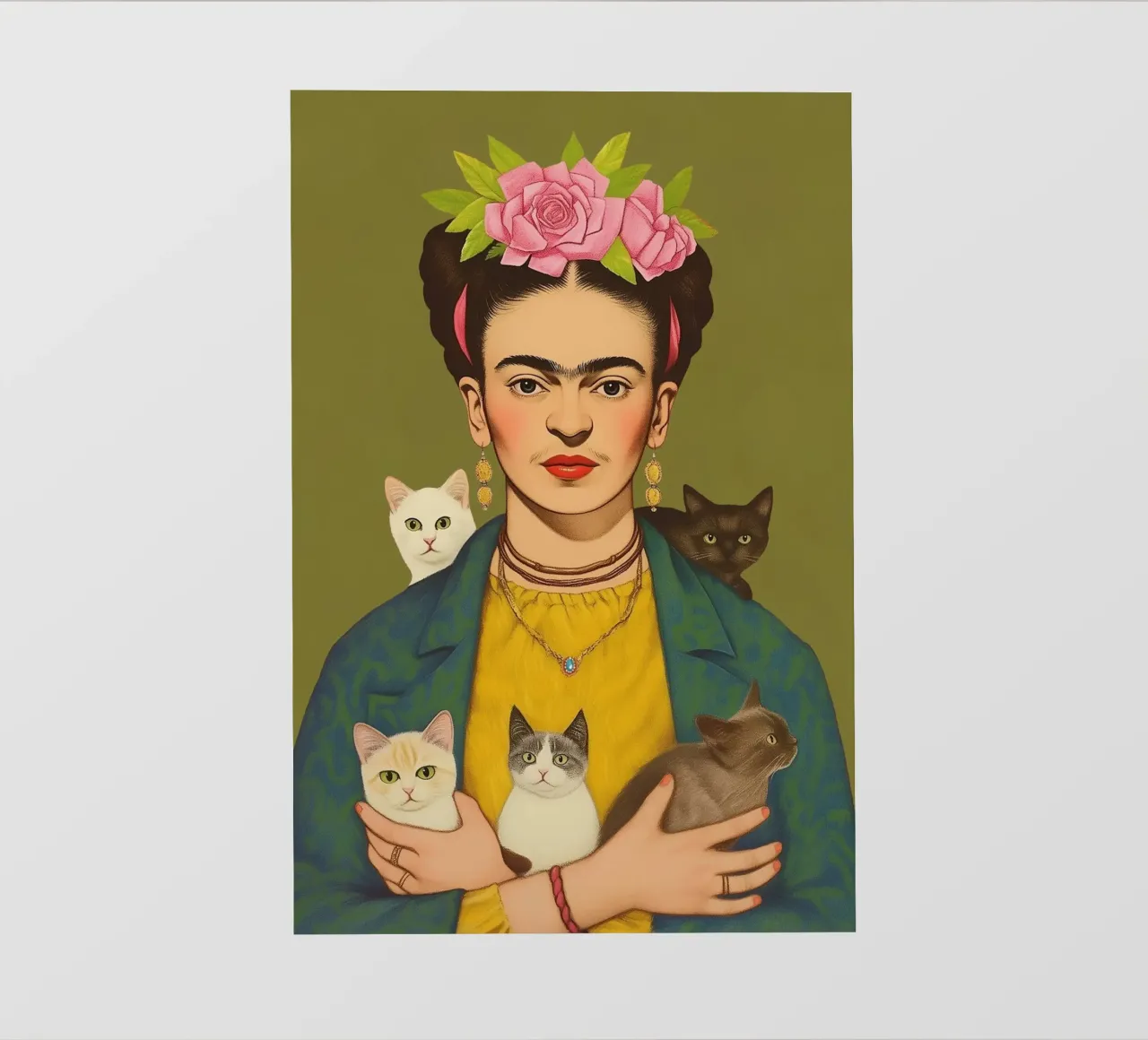 Gatti coccoloni con Frida telo in pvc da Carinaprint