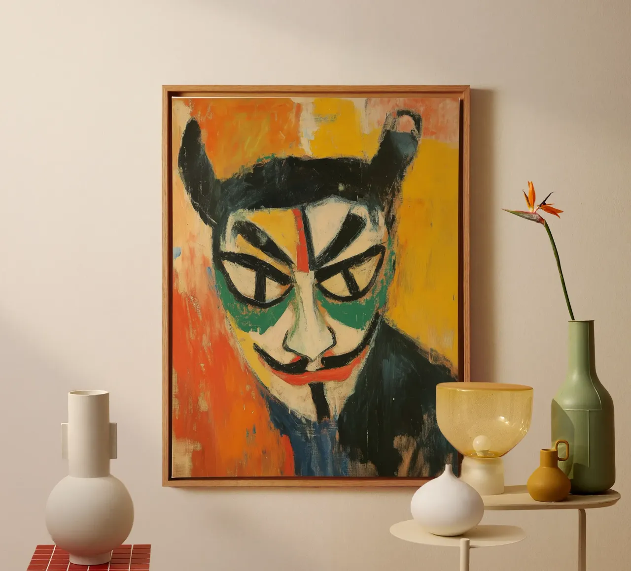 Self-Portrait with Hannya Mask | Canvas Painting canvas with Floater frame by Autofocus