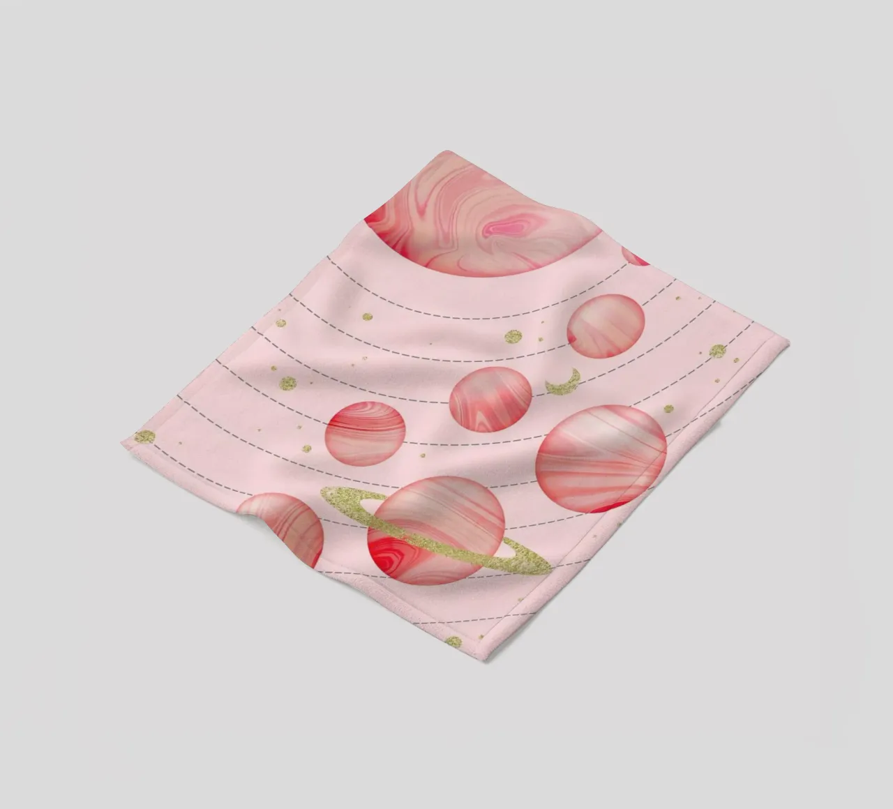 Pink Solar System fleece blanket by cafelab