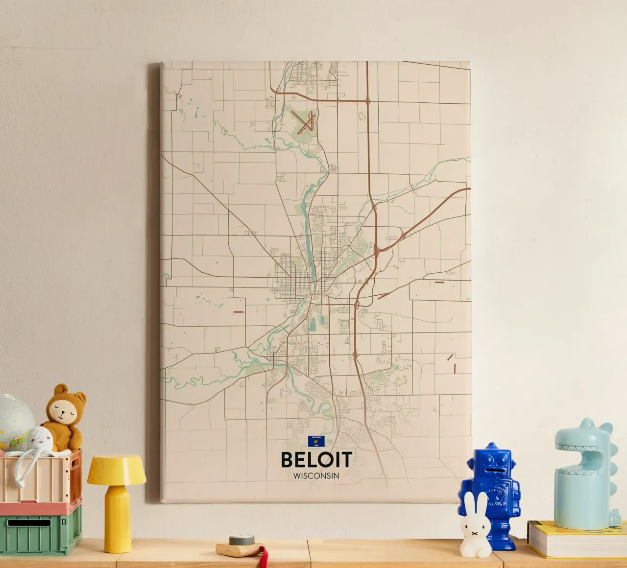 Beloit WI tela con Cornice a cassetta da Jacob W MICKELSON
