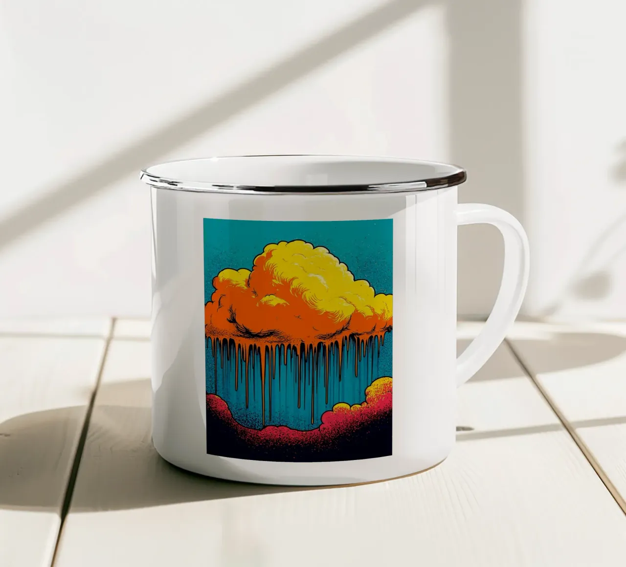 Clouds Dripping - Pop Art emaille mok van ColorCrash Gallery