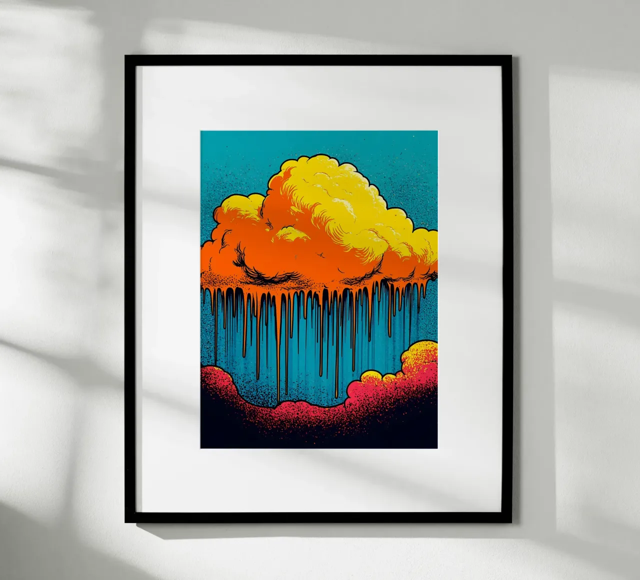 Nuvole che gocciolano - Pop Art poster con telaio in plastica da ColorCrash Gallery