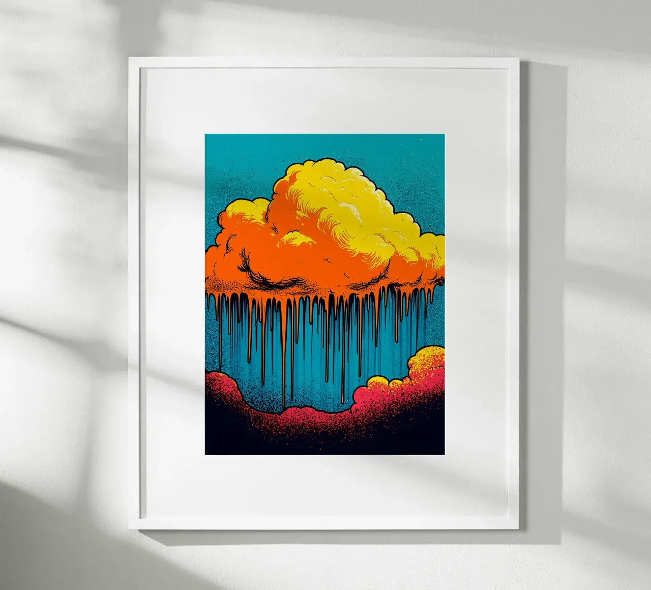 Nuvole che gocciolano - Pop Art poster con telaio in plastica da ColorCrash Gallery