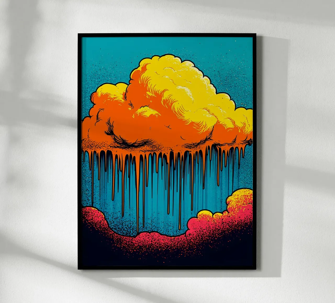 Nuvole che gocciolano - Pop Art poster con telaio in plastica da ColorCrash Gallery