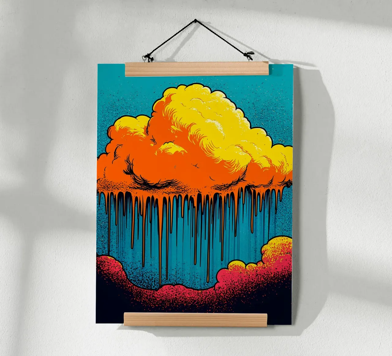Nuvole che gocciolano - Pop Art poster con telaio in plastica da ColorCrash Gallery