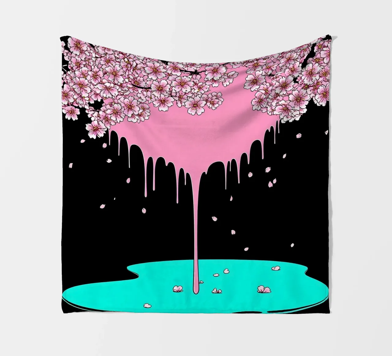 Fiori di ciliegio che gocciolano - Pop Art coperta in pile da ColorCrash Gallery