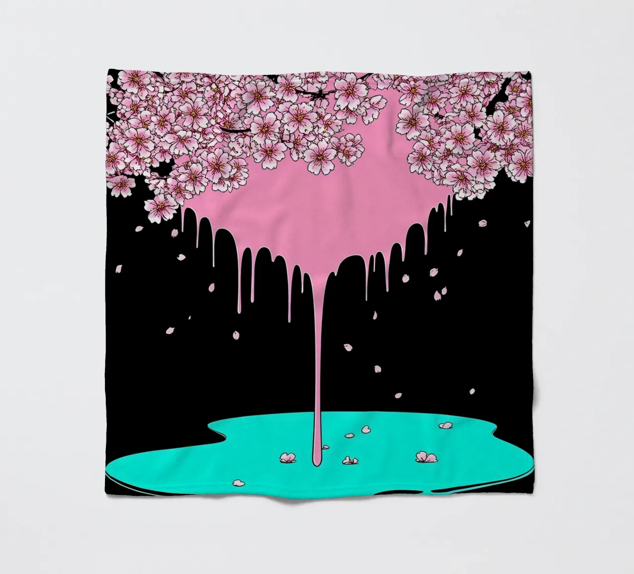 Fiori di ciliegio che gocciolano - Pop Art coperta in pile da ColorCrash Gallery