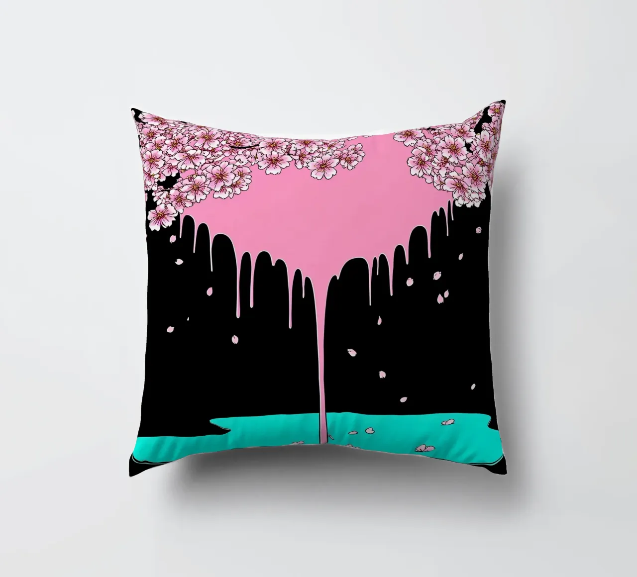 Fiori di ciliegio che gocciolano - Pop Art cuscino da ColorCrash Gallery