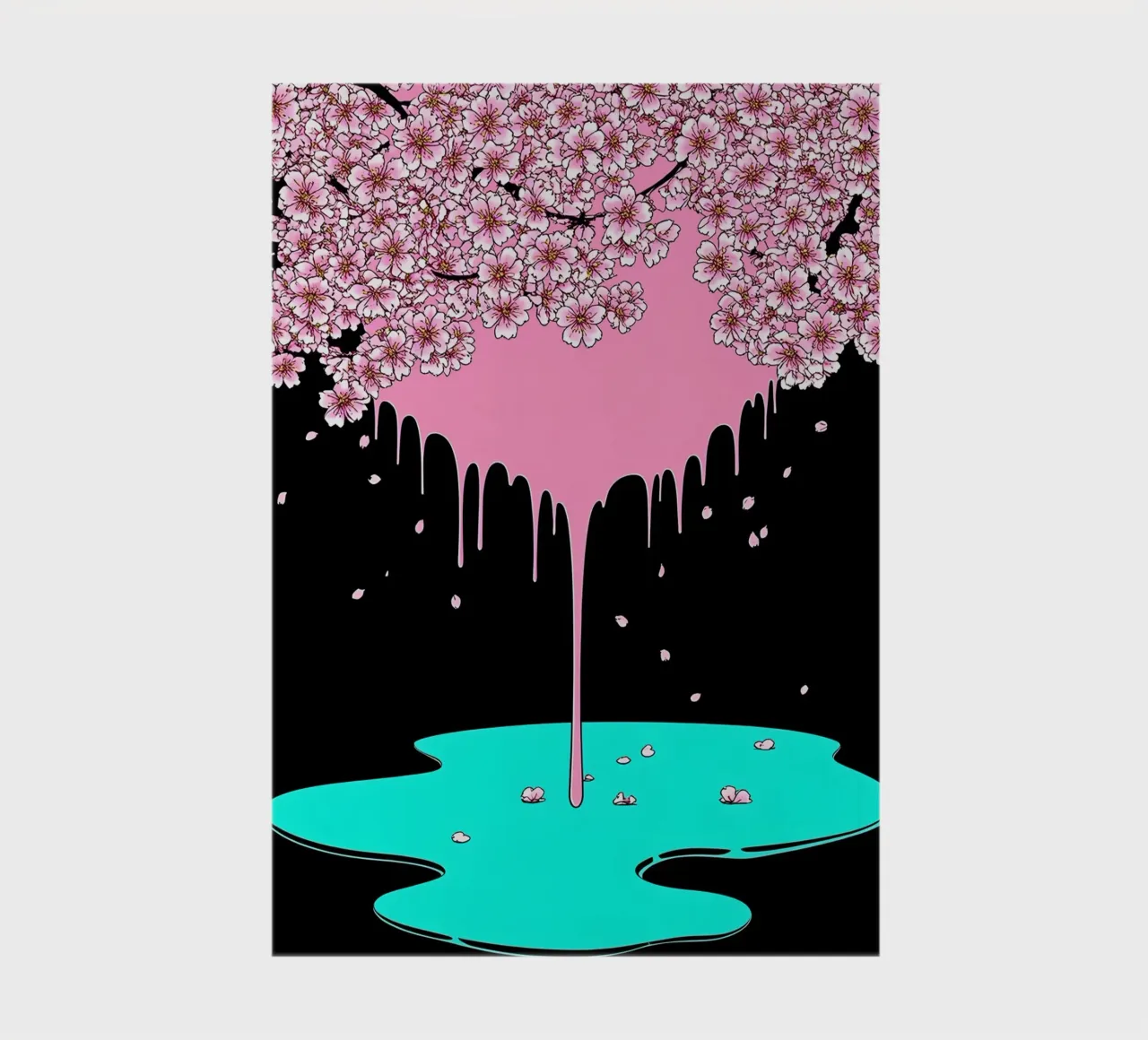 Cherry Blossoms Dripping - Pop Art notebook by ColorCrash Gallery