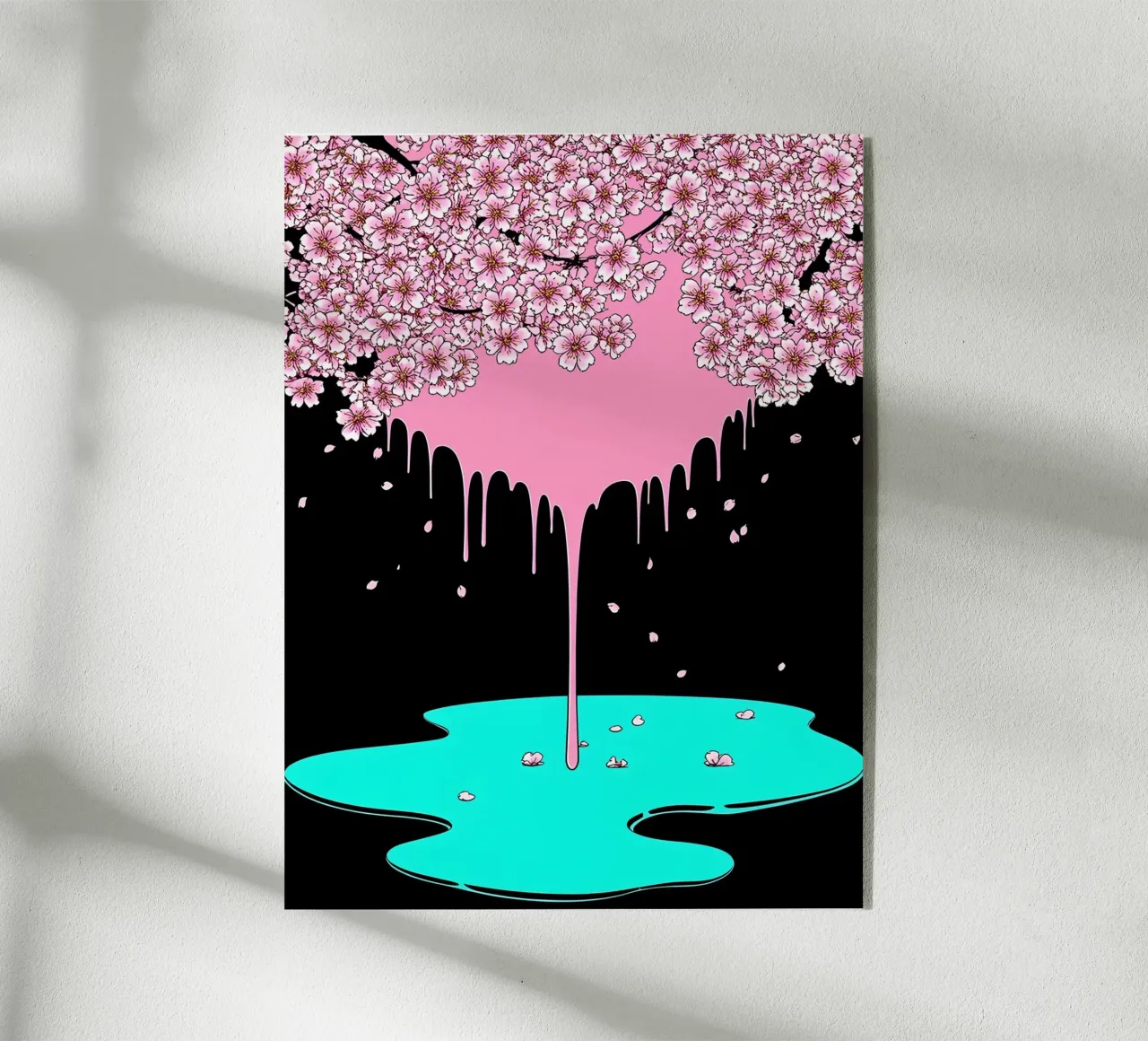 Fiori di ciliegio che gocciolano - Pop Art plexiglass da ColorCrash Gallery