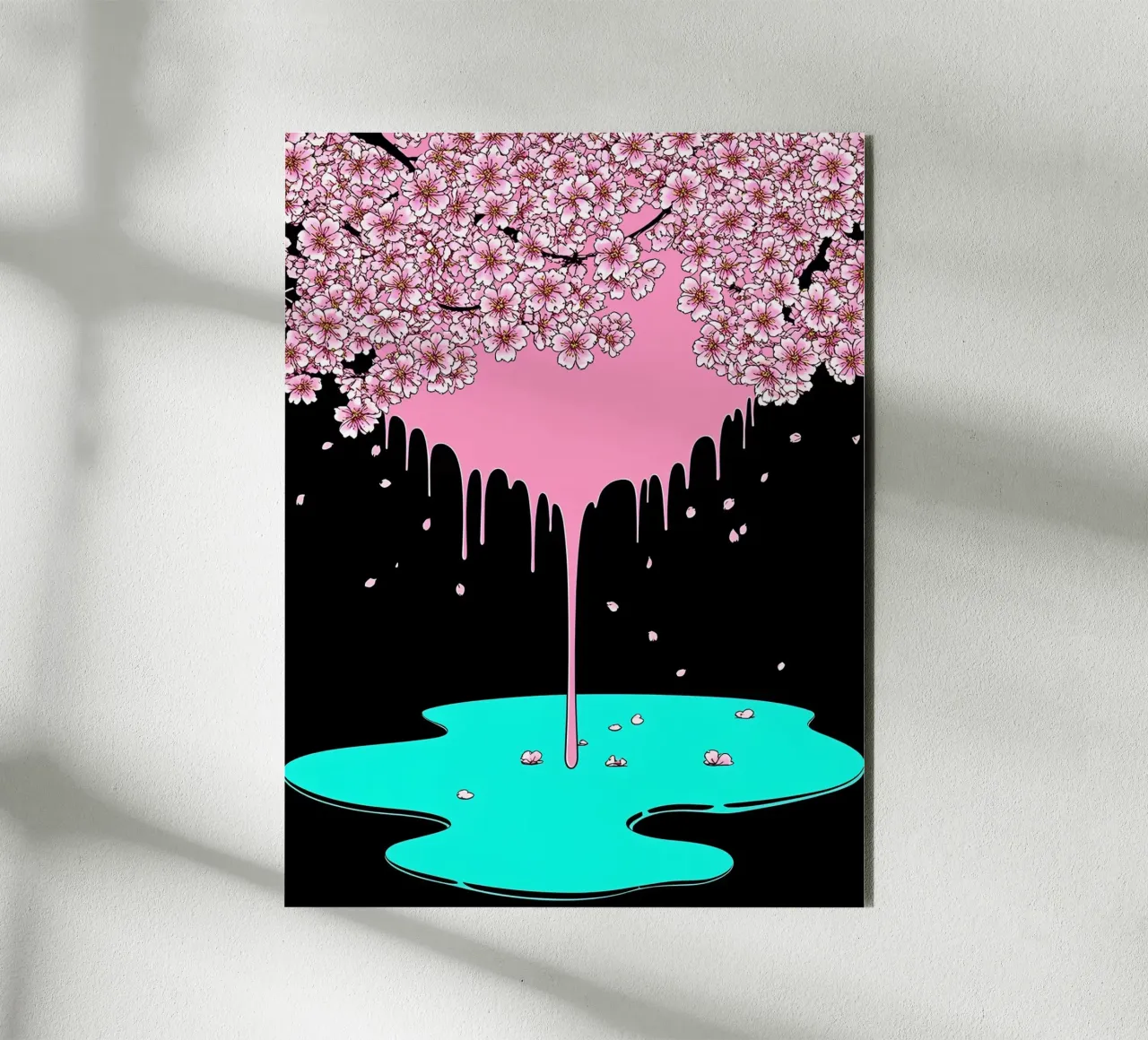 Fiori di ciliegio che gocciolano - Pop Art alluminio dibond da ColorCrash Gallery