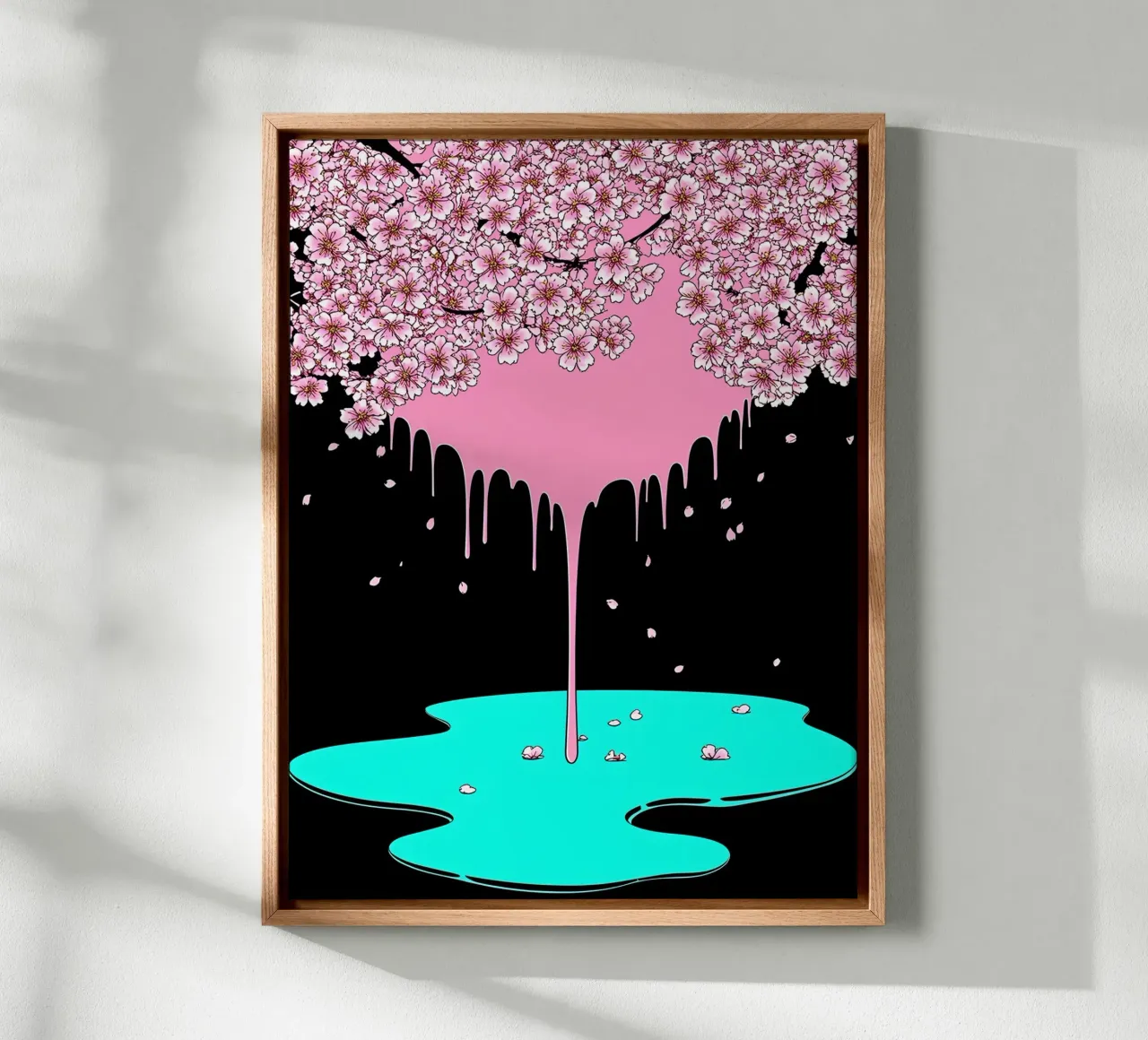 Fiori di ciliegio che gocciolano - Pop Art tela con Cornice a cassetta da ColorCrash Gallery