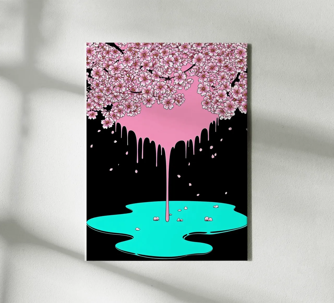 Fiori di ciliegio che gocciolano - Pop Art tela con Cornice a cassetta da ColorCrash Gallery