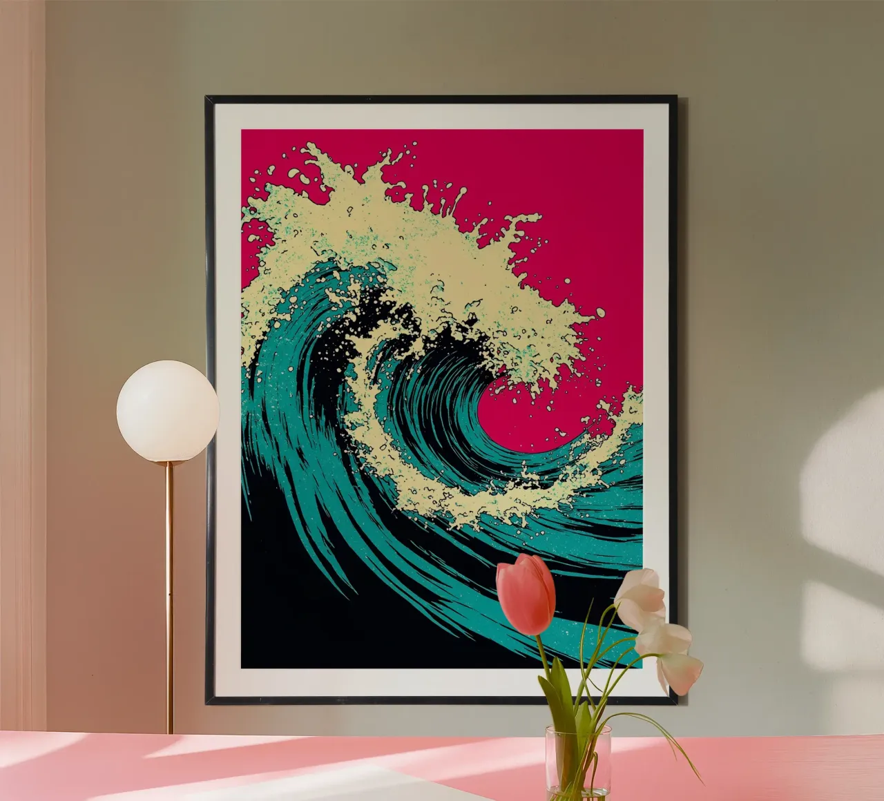 Oceaangolven - Pop-art poster met aluminium frame van ColorCrash Gallery