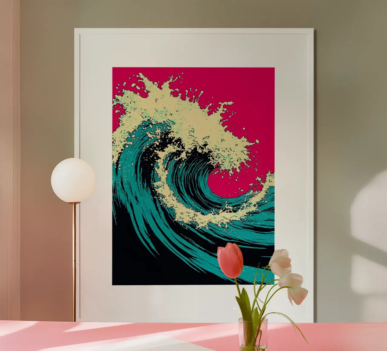 Oceaangolven - Pop-art poster met aluminium frame van ColorCrash Gallery