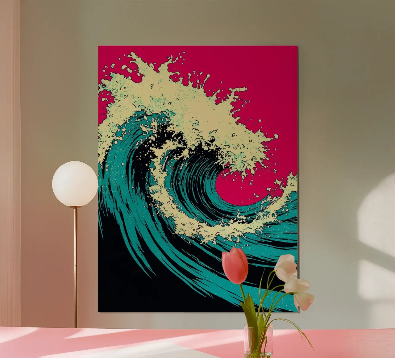 Oceaangolven - Pop-art poster met aluminium frame van ColorCrash Gallery