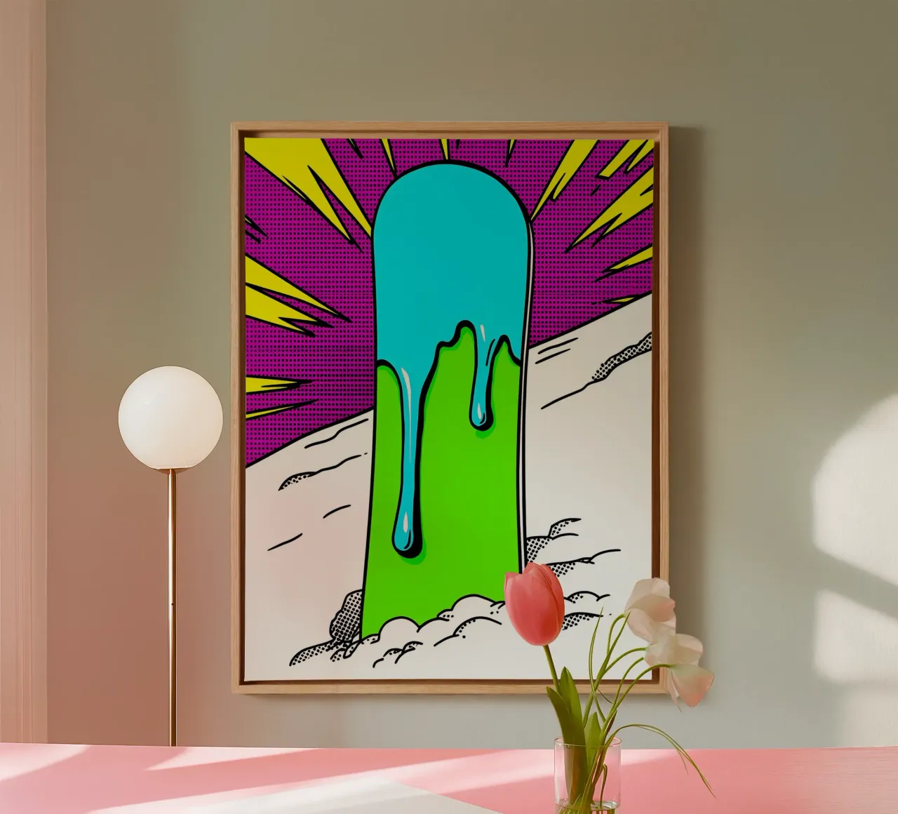 Snowboard - Pop Art tela con Cornice a cassetta da ColorCrash Gallery