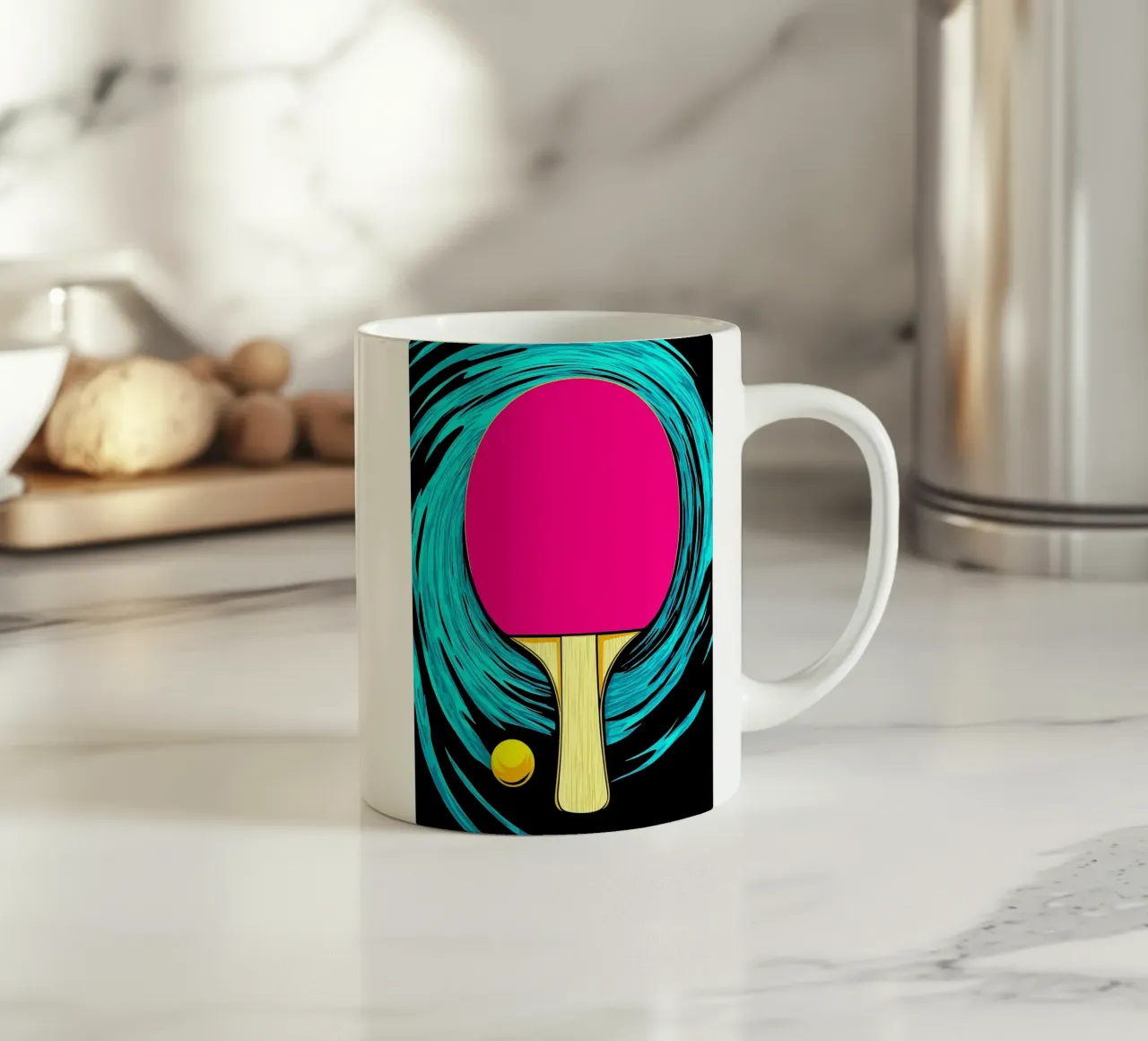 Paletta e pallina da ping pong - Pop Art tazza in ceramica da ColorCrash Gallery