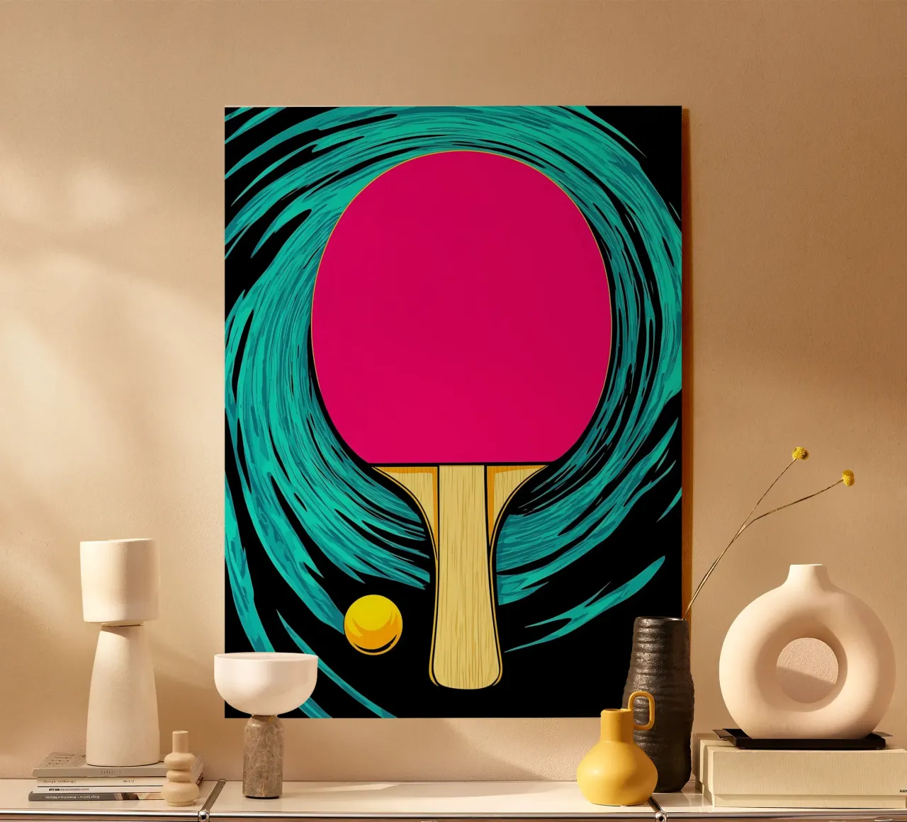 Paletta e pallina da ping pong - Pop Art plexiglass da ColorCrash Gallery