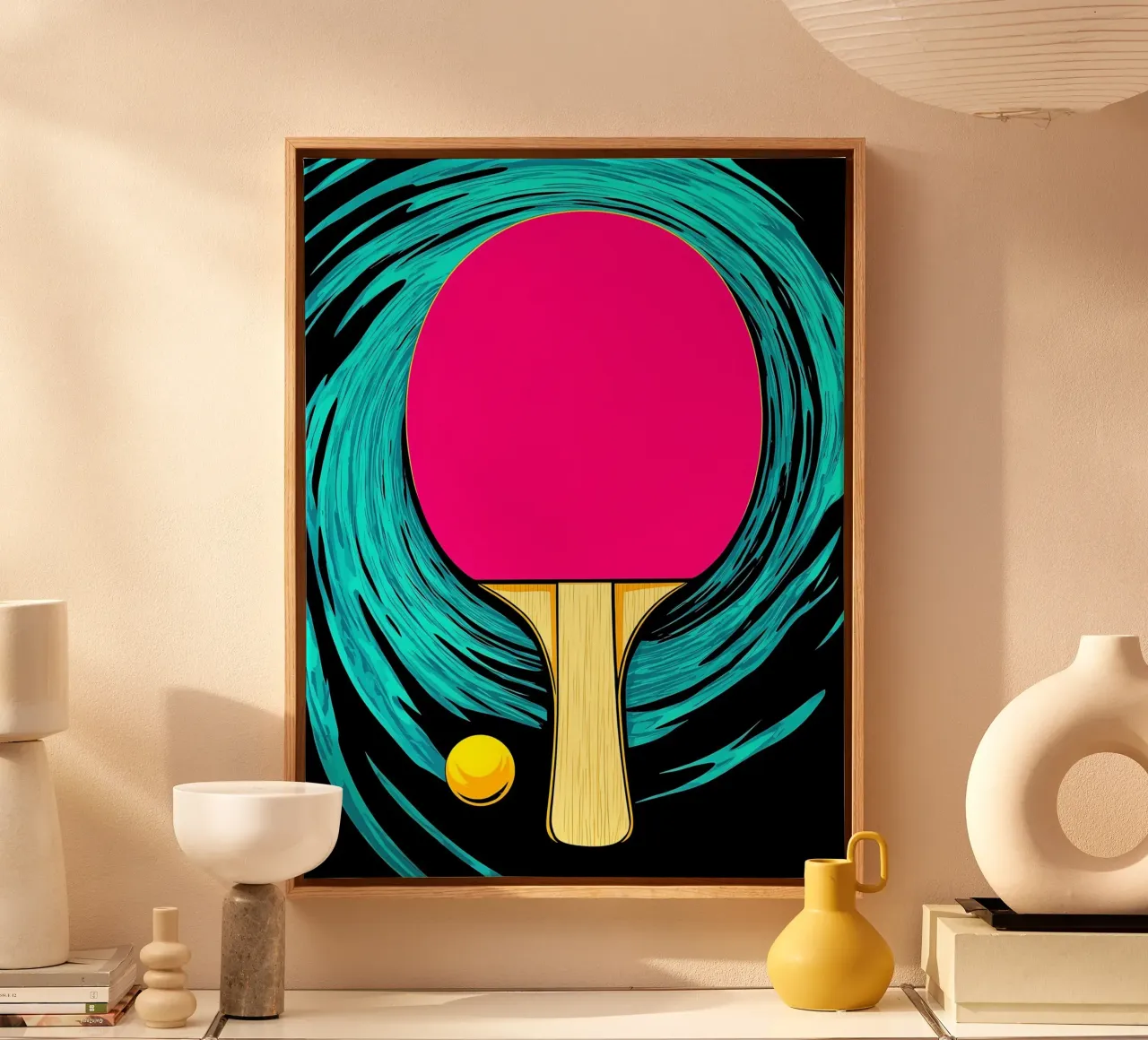 Ping Pong Paddle And Ball - Pop Art canvas by ColorCrash Gallery