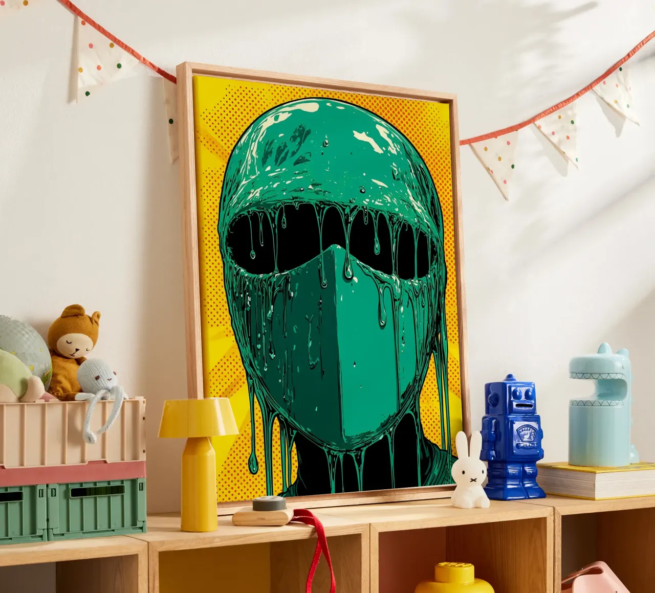 Maschera che gocciola - Pop Art tela con Cornice a cassetta da ColorCrash Gallery