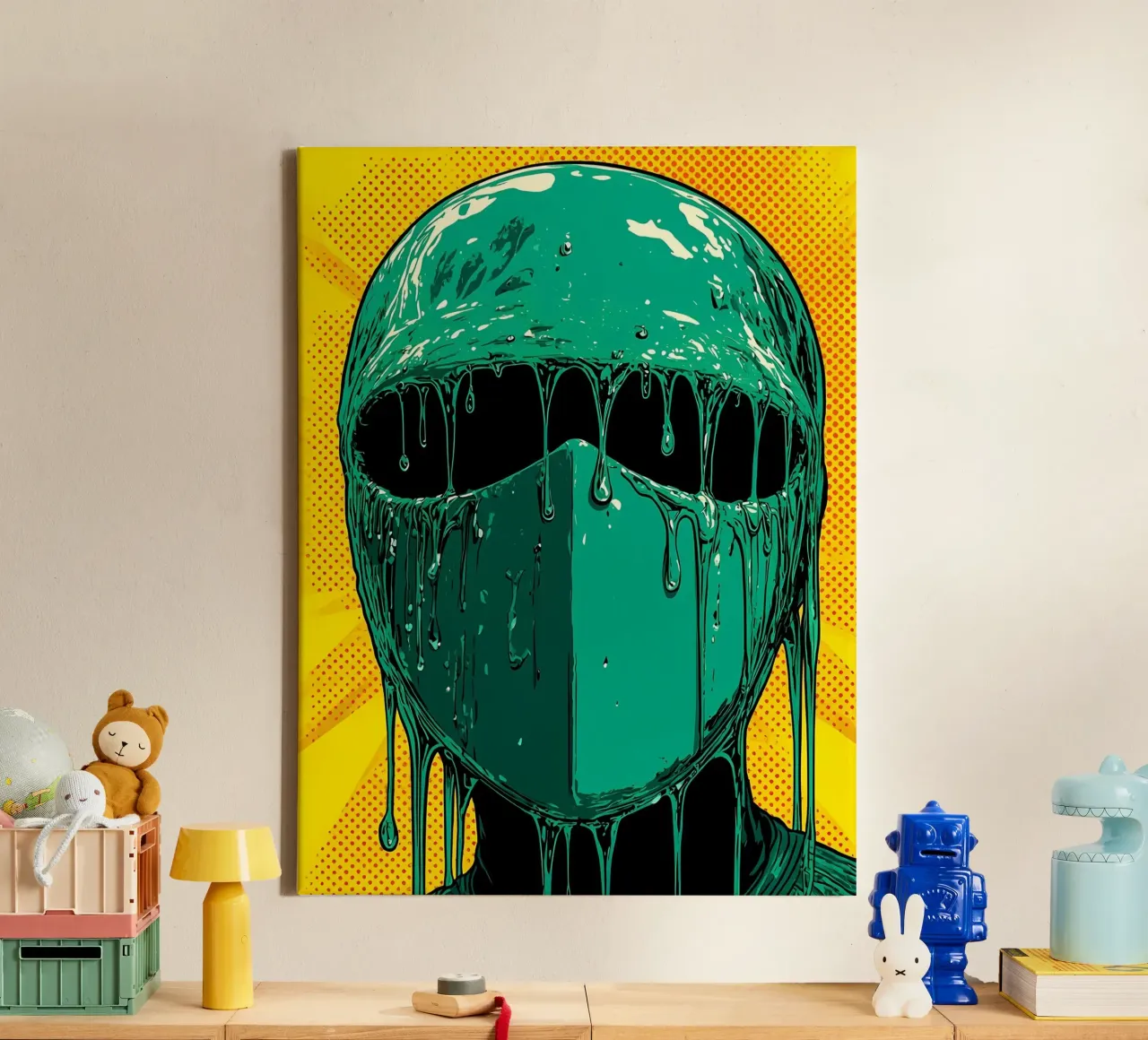 Maschera che gocciola - Pop Art tela con Cornice a cassetta da ColorCrash Gallery