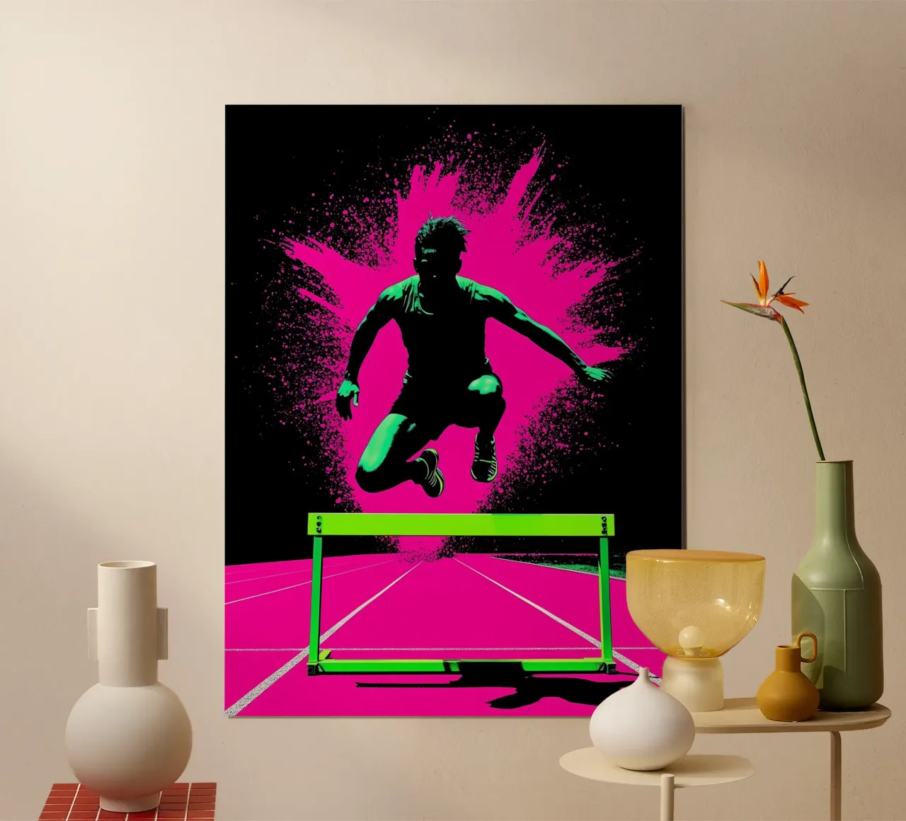 Ostacoli - Pop Art poster con telaio in legno da ColorCrash Gallery