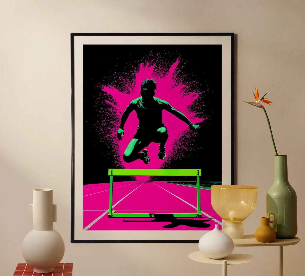 Ostacoli - Pop Art poster con telaio in legno da ColorCrash Gallery