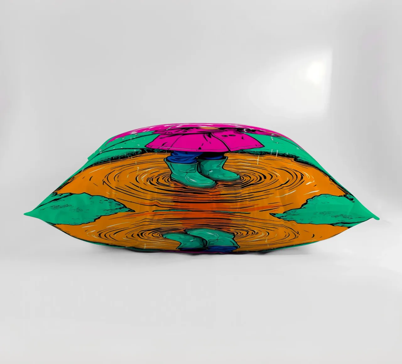 Child Under Umbrella - Pop Art decorative cushion by ColorCrash Gallery