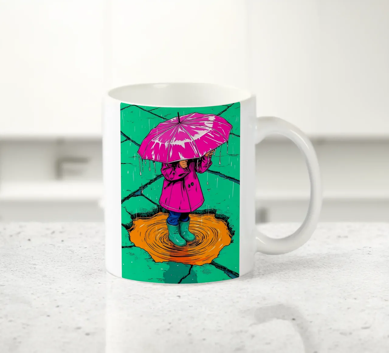 Bambino sotto l'ombrello - Pop Art tazza in ceramica da ColorCrash Gallery