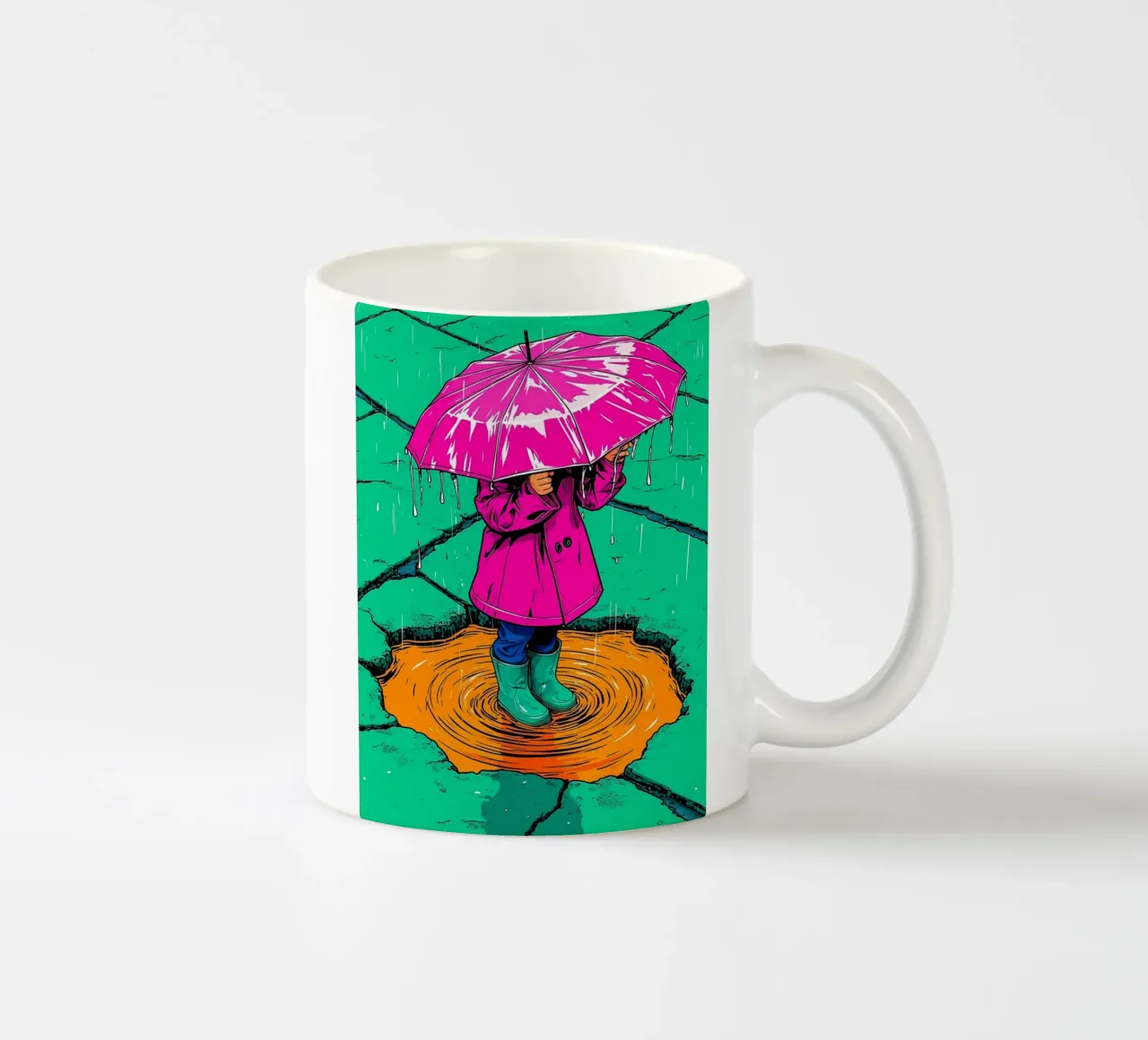 Bambino sotto l'ombrello - Pop Art tazza in ceramica da ColorCrash Gallery