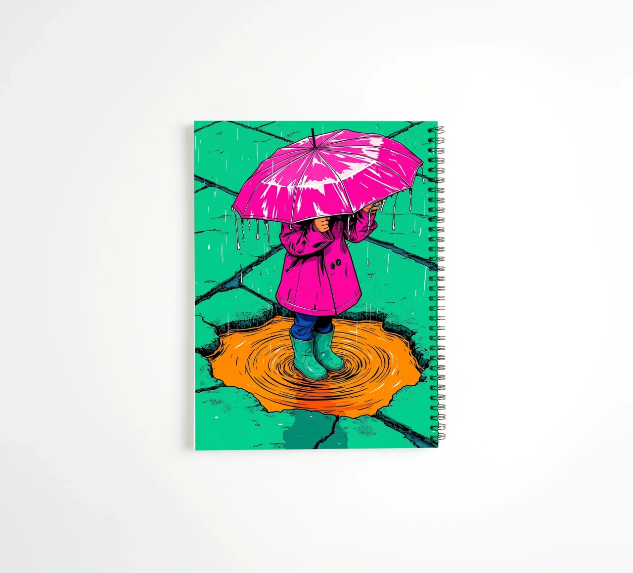 Child Under Umbrella - Pop Art spiral notebook by ColorCrash Gallery