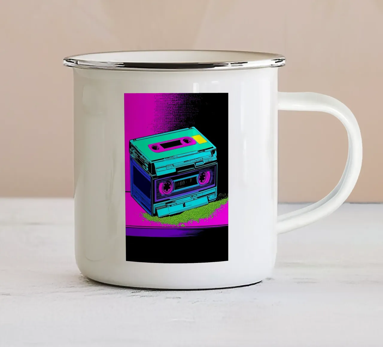 Nastro a cassetta - Pop Art tazza in smalto da ColorCrash Gallery