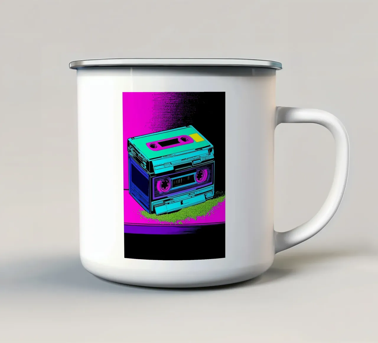 Nastro a cassetta - Pop Art tazza in smalto da ColorCrash Gallery