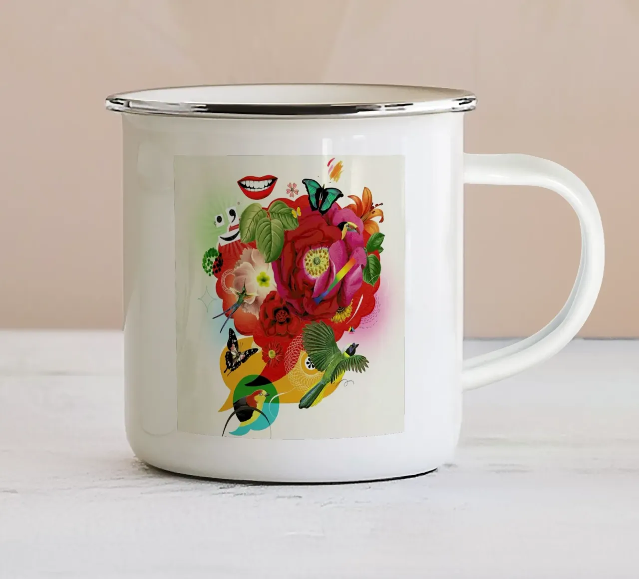 Nature Flowers Collage tazza in smalto da Kolorama