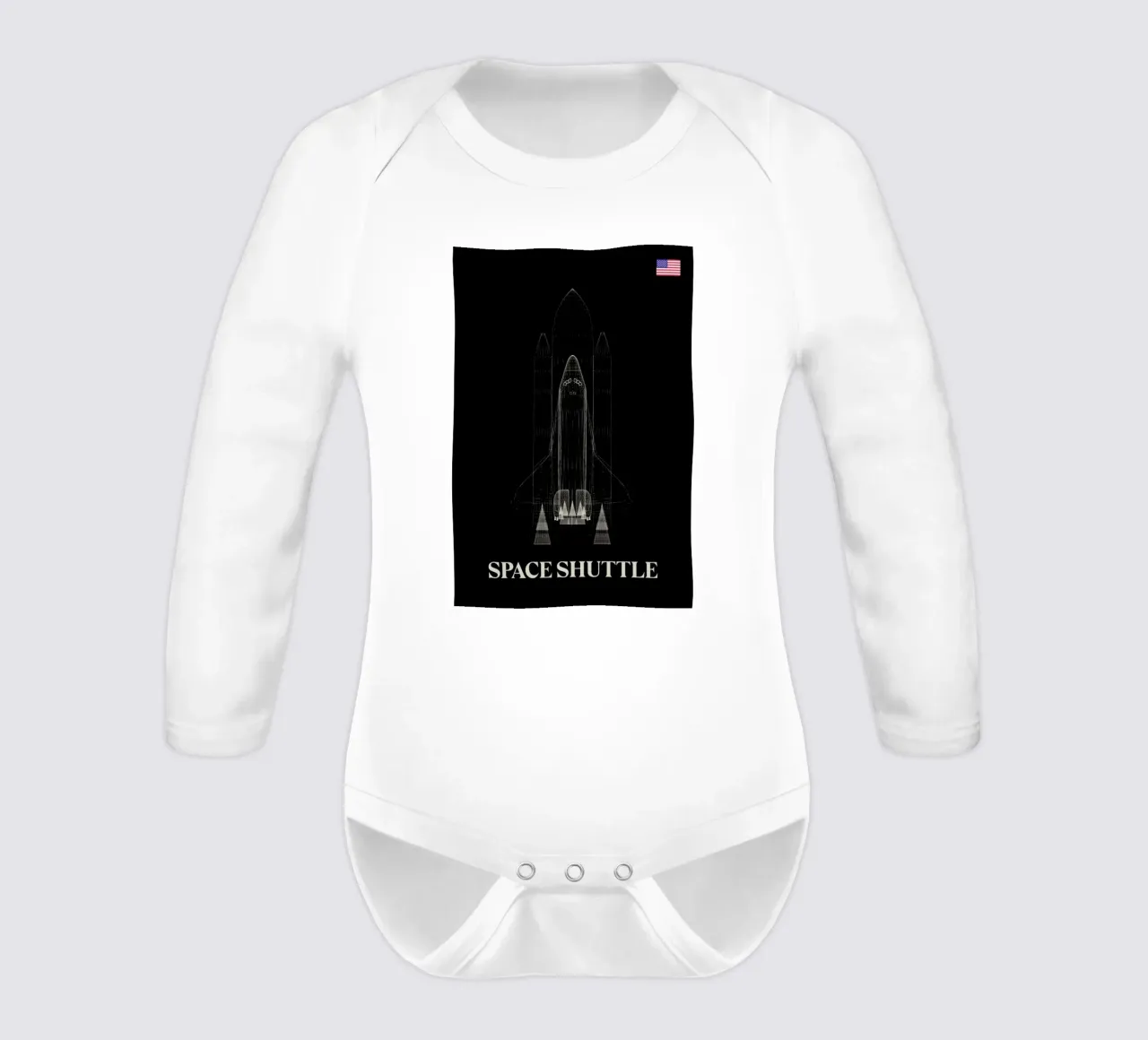 NASA Space Shuttle 3 long-sleeve baby romper by Marc Schulthess