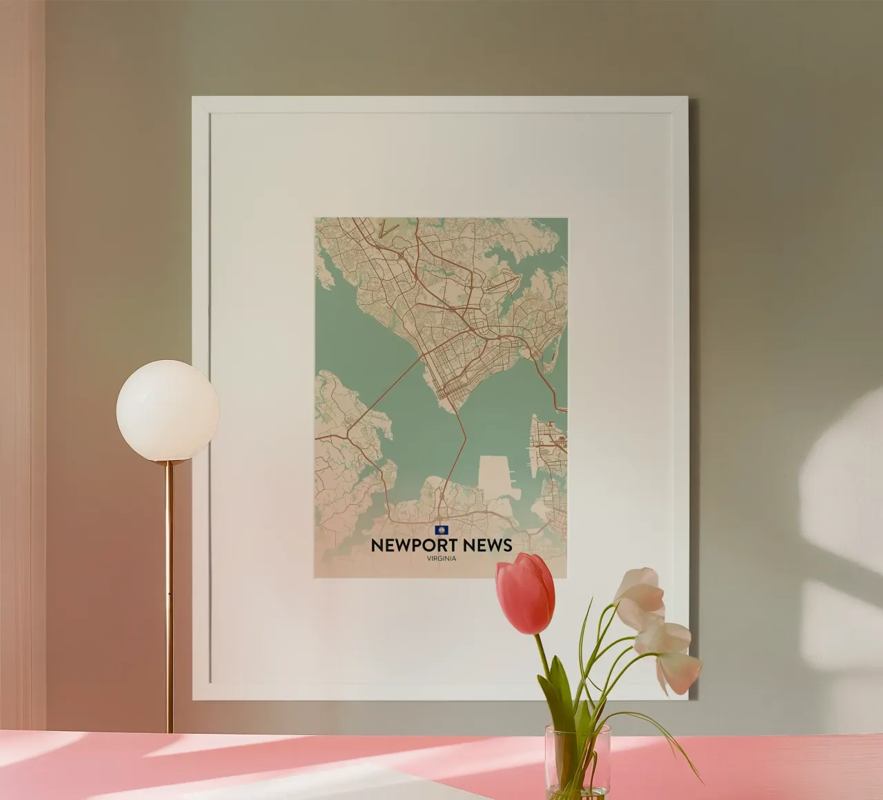 Newport News VA poster con telaio in alluminio da Jacob W MICKELSON