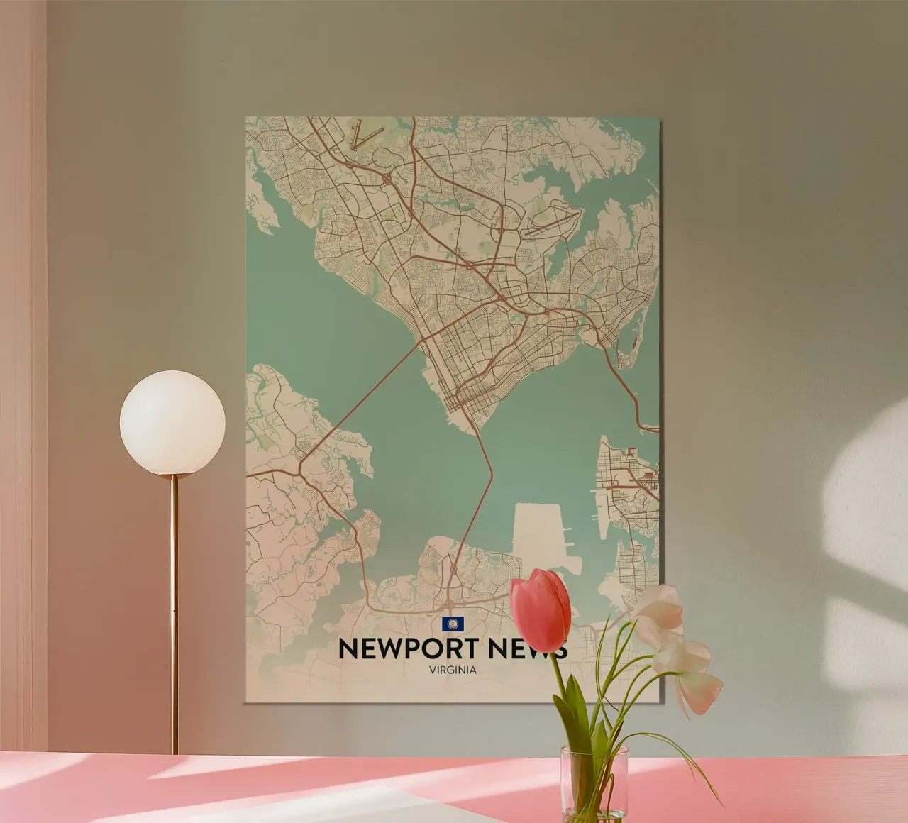 Newport News VA poster con telaio in alluminio da Jacob W MICKELSON