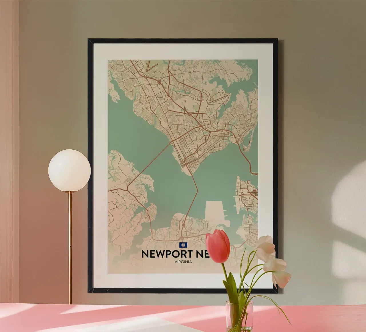 Newport News VA poster con telaio in alluminio da Jacob W MICKELSON