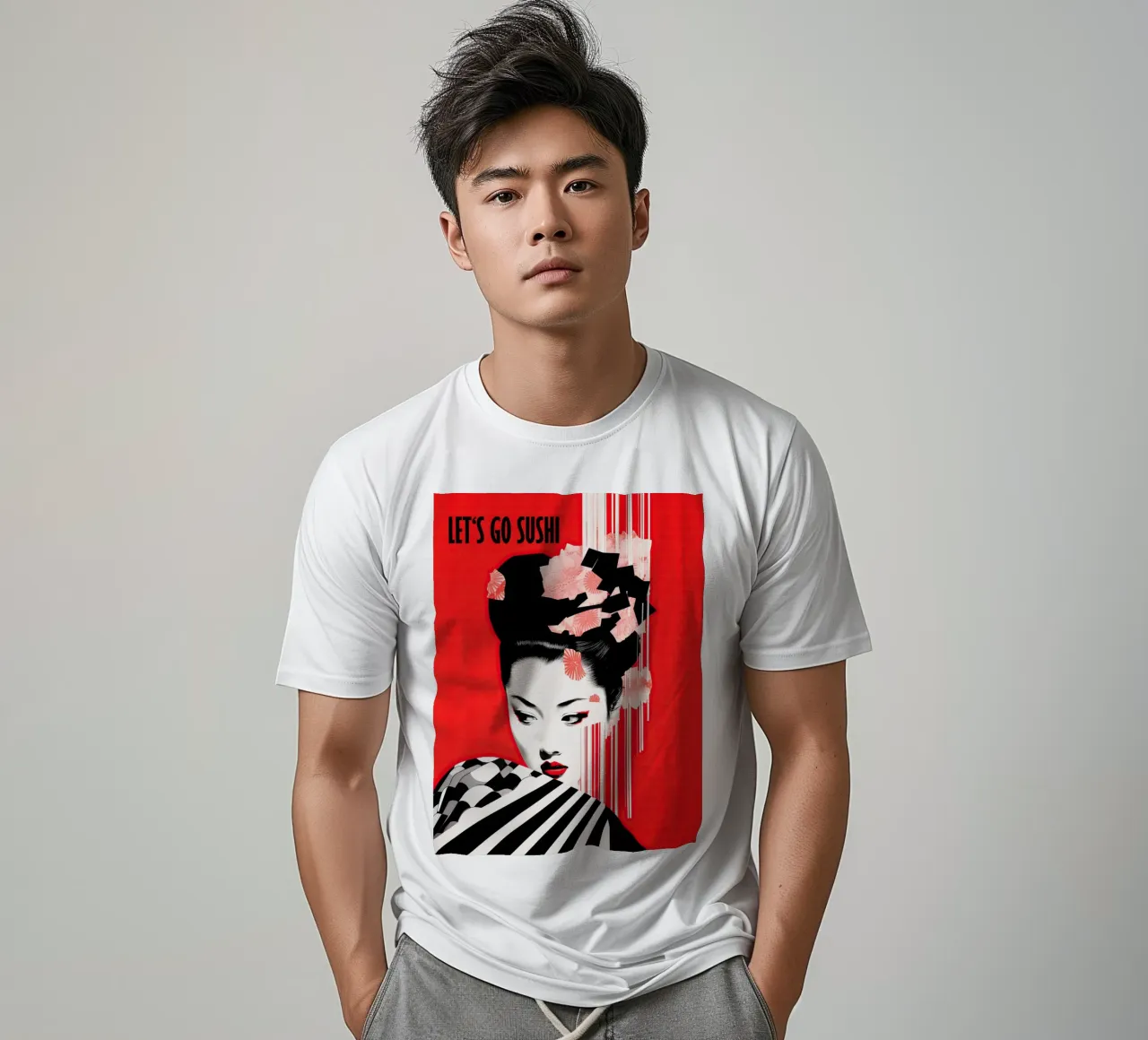 Let's Go Sushi | Poster di sushi per la cucina t-shirt da Autofocus
