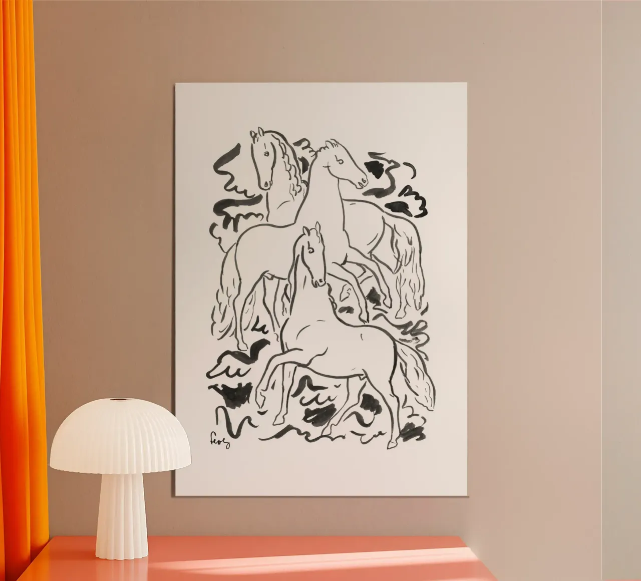 Pferde schwarz weiß poster da Second Canvas