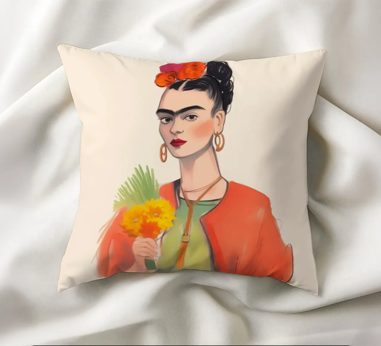 Bouquet di fiori con Frida cuscino da Carinaprint