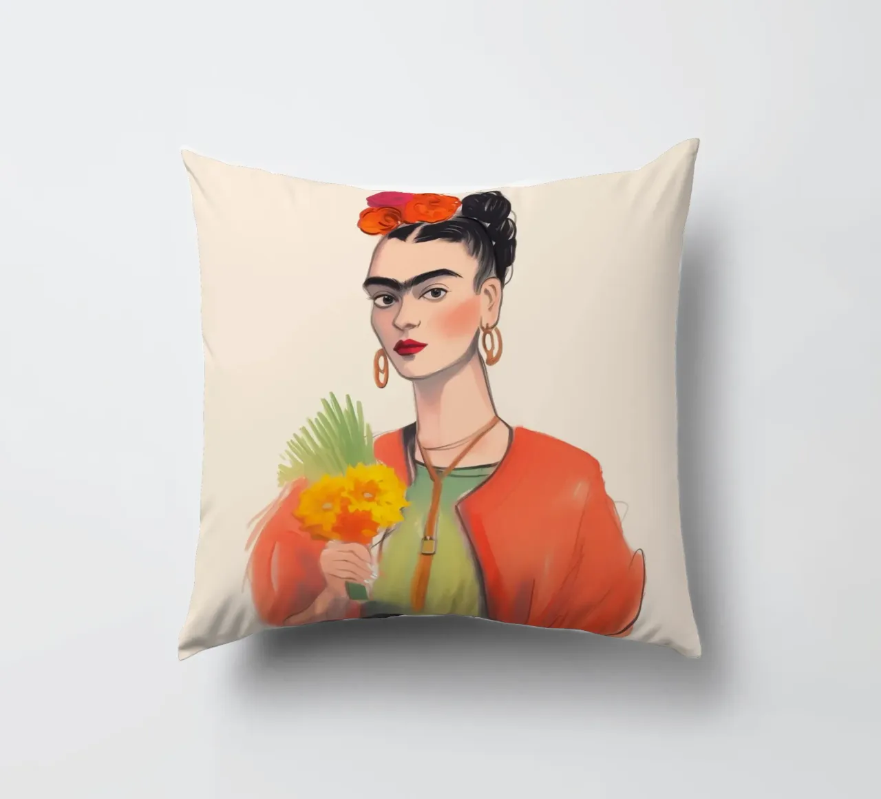 Bouquet di fiori con Frida cuscino da Carinaprint