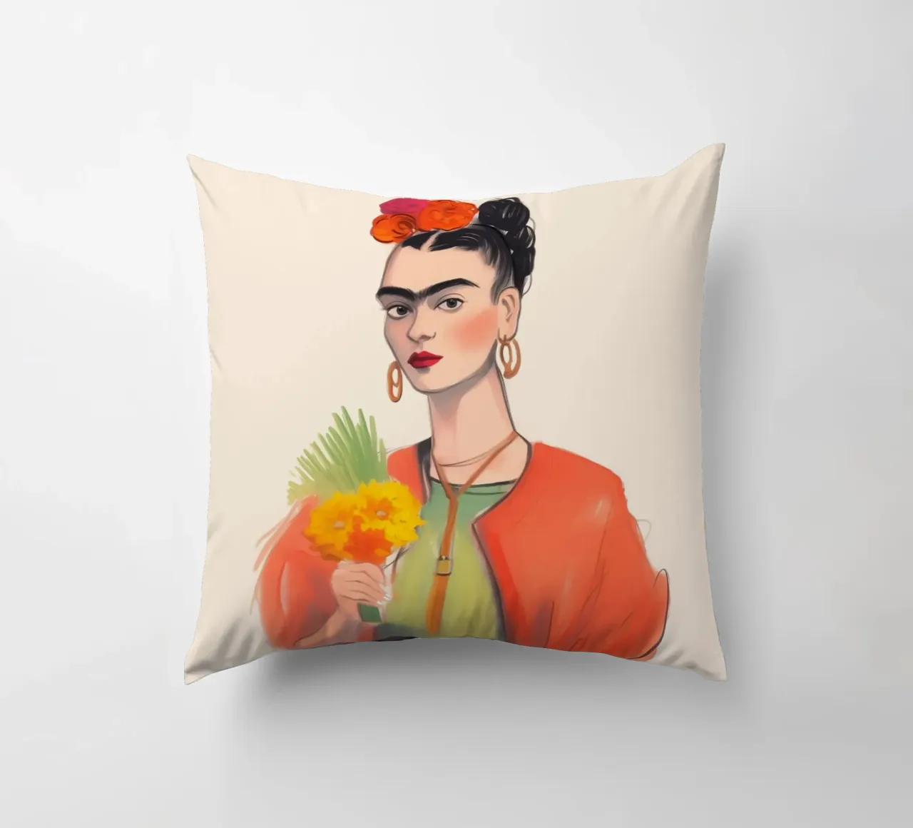 Bouquet di fiori con Frida cuscino da Carinaprint