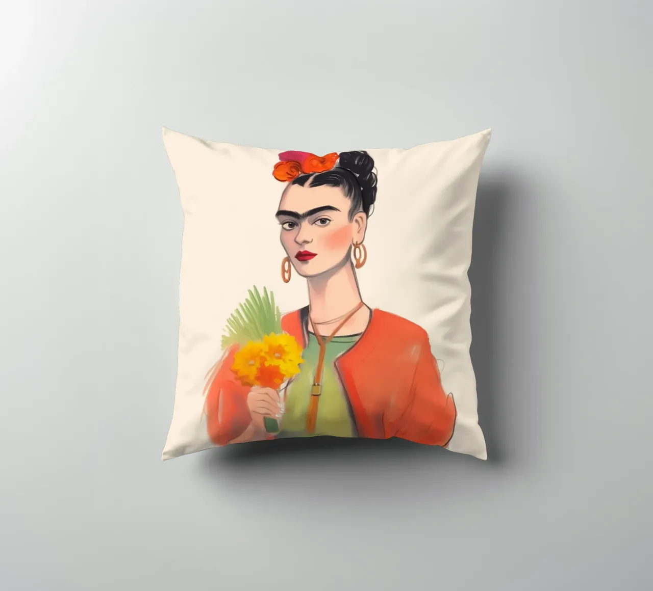 Bouquet di fiori con Frida cuscino da Carinaprint