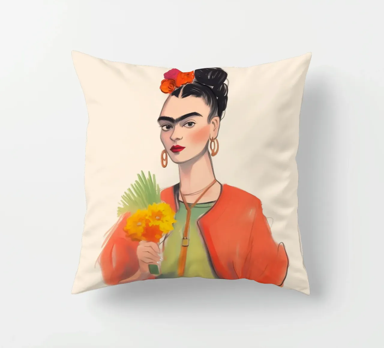 Bouquet di fiori con Frida cuscino da Carinaprint