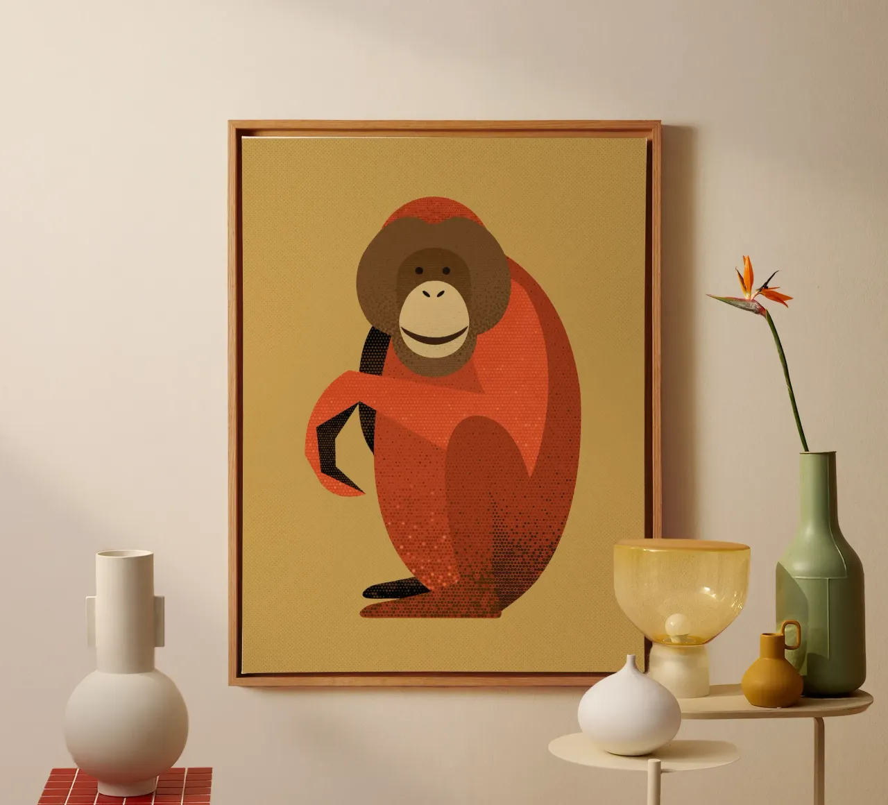 Grillige orang-oetan canvas met Baklijst van The Printed Sparrow