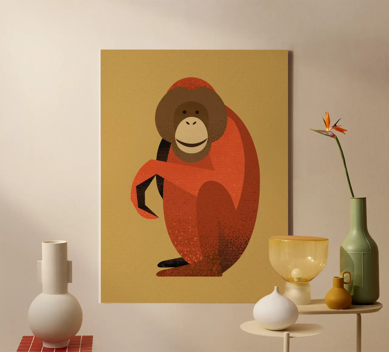 Grillige orang-oetan canvas met Baklijst van The Printed Sparrow