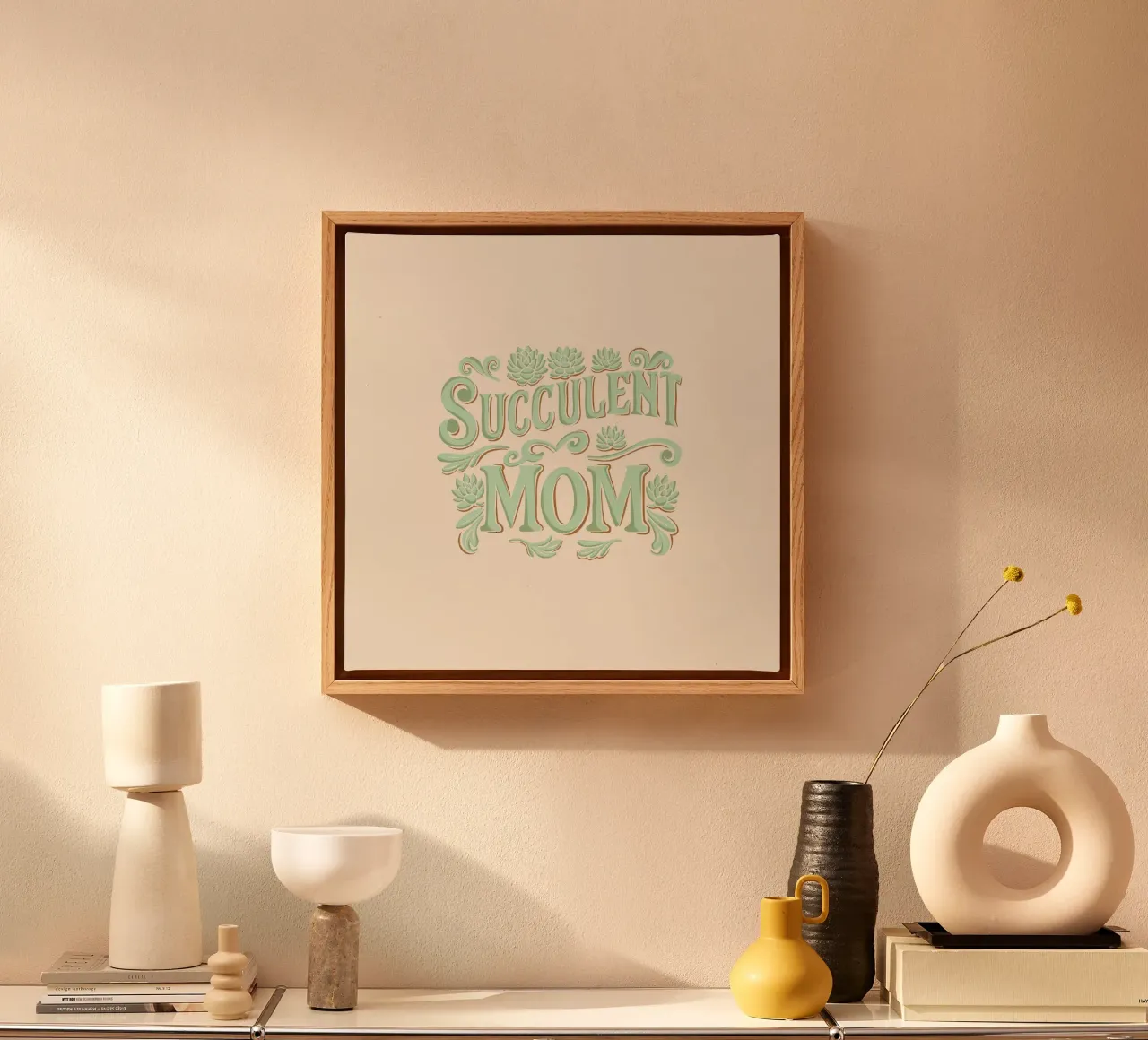 Succulente moeder canvas met Baklijst van Loobs